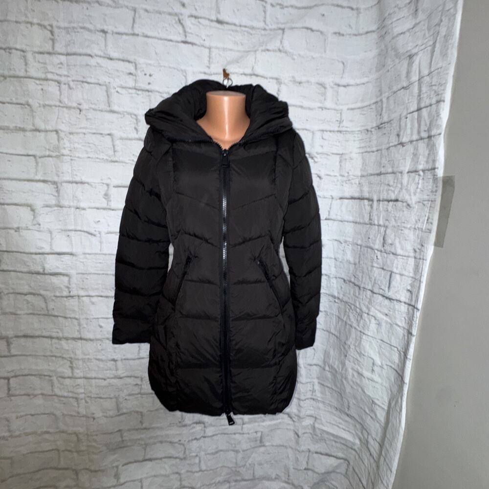 NEW Bernardo Women's Black Hooded Puffer Jacket S Quilted Winter Coat Mid-length